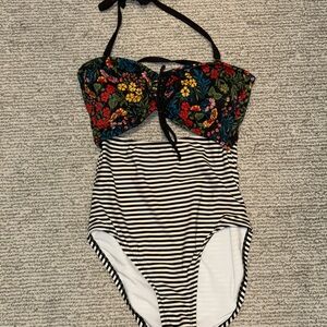 Black Floral One Piece Swimsuit